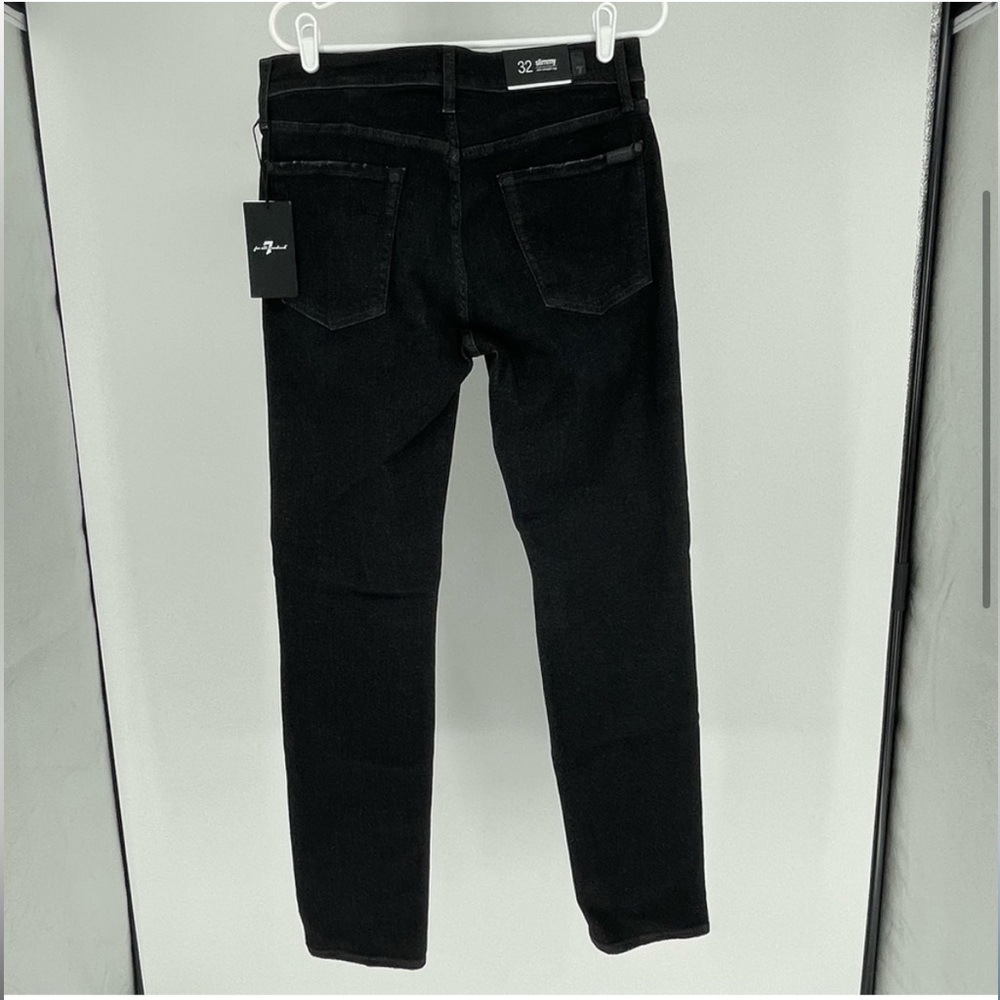 7 FOR ALL MANKIND NWT MEN’S SLIMMY SLIM STRAIGHT JEANS BLACK DISTRESSED 32 33 36 - Picture 3 of 15